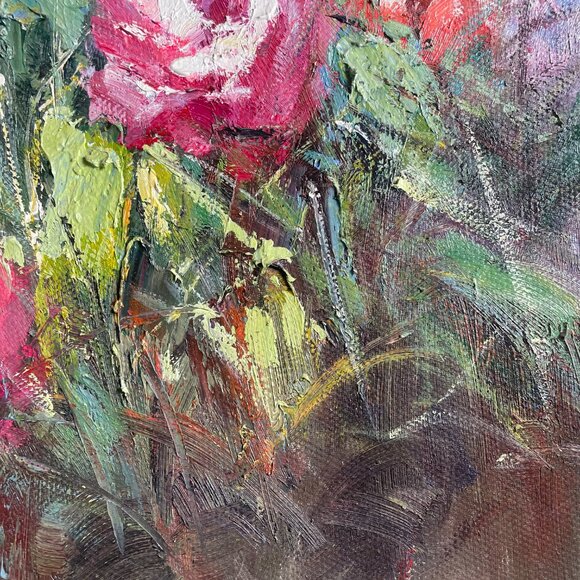 Spring Flower Field with Butterflies! This Oil Painting is Full of Romantic Vibe - Picture 6 of 8